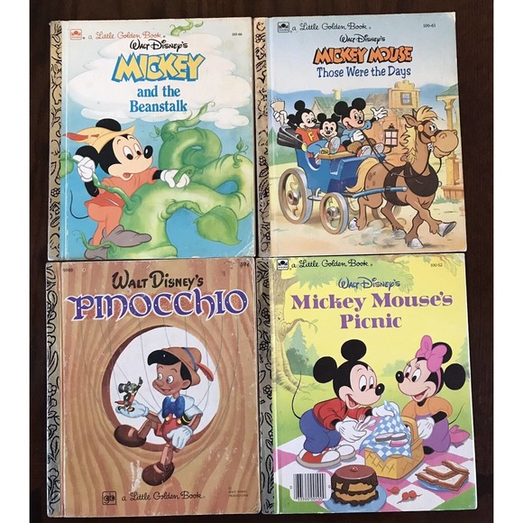 Disney Little Golden Books Lot Of 4 Mickey Mouse Pinocchio - Picture 1 of 9